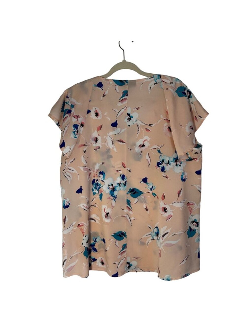 Lane Bryant Women's BOHO Pink Floral Blouse SZ 18 Short Sleeve Flounce V-Neck - Picture 3 of 10